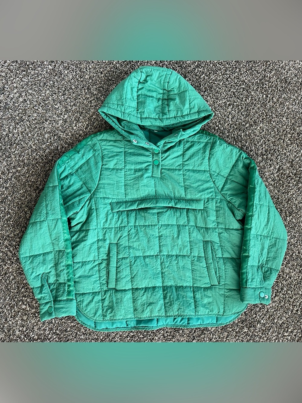Women's Quilted Pullover Puffer Jacket Hooded Oversized - green -size Small